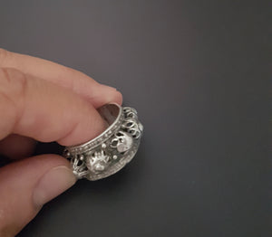 Old Yemeni Silver Band Ring - Size 8