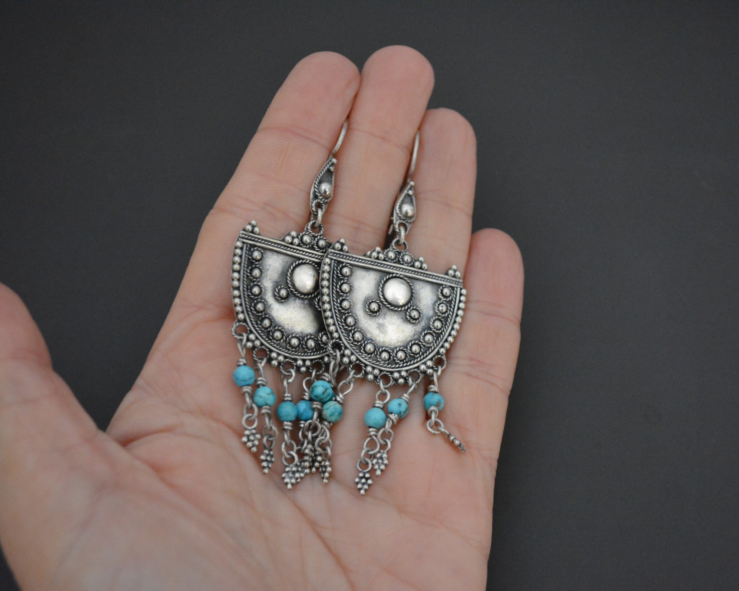 Ethnic Dangle Earrings with Turquoise