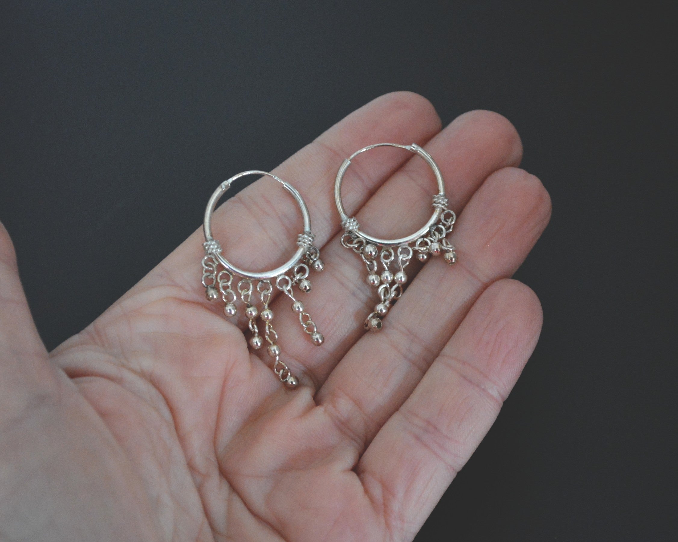 Ethnic Tassel Hoop Earrings - SMALL