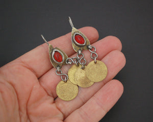 Turkmen Coin Earrings with Glass