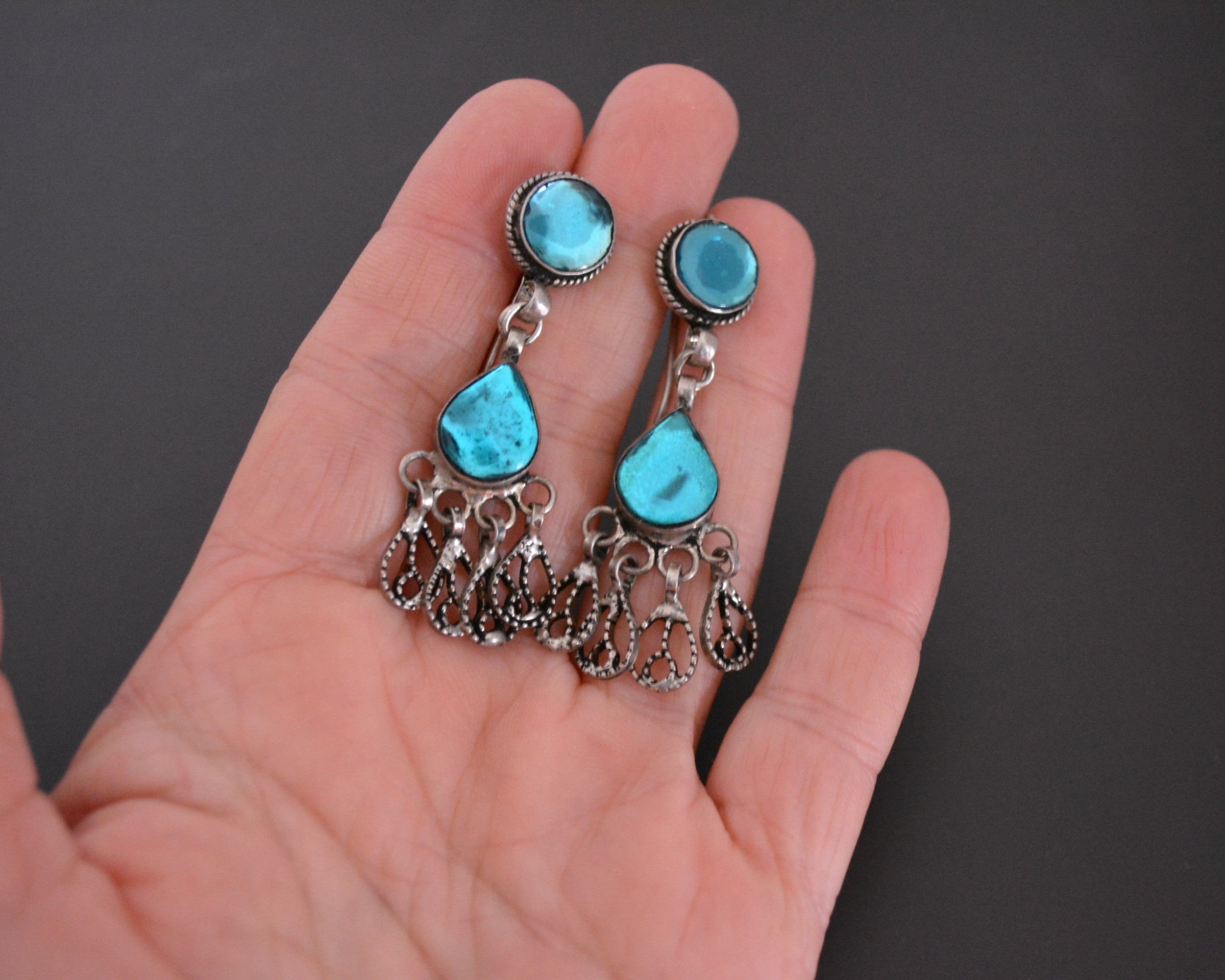 Rajasthani Earrings with Blue Glass