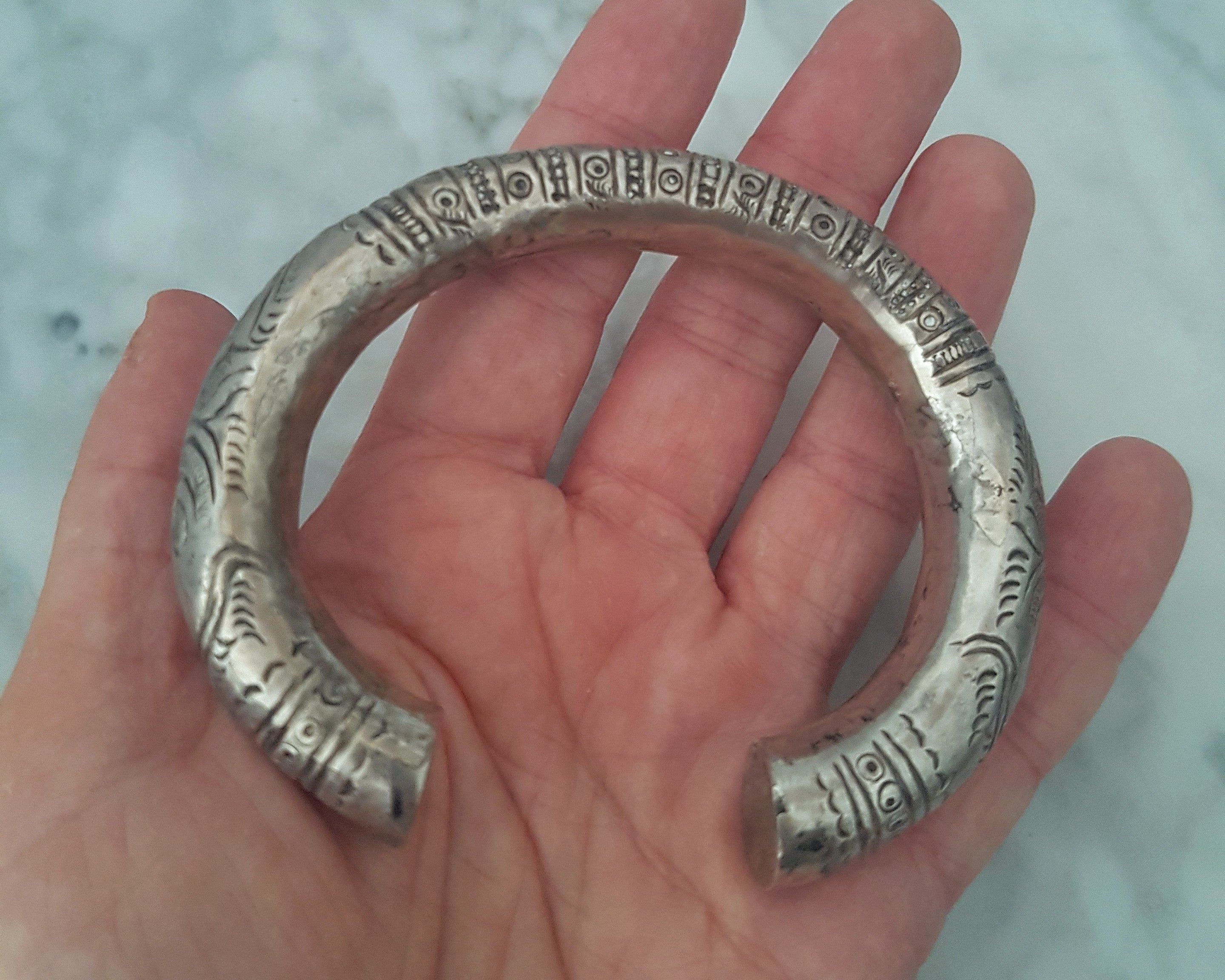 Old Hill Tribe Silver Cuff Bracelet