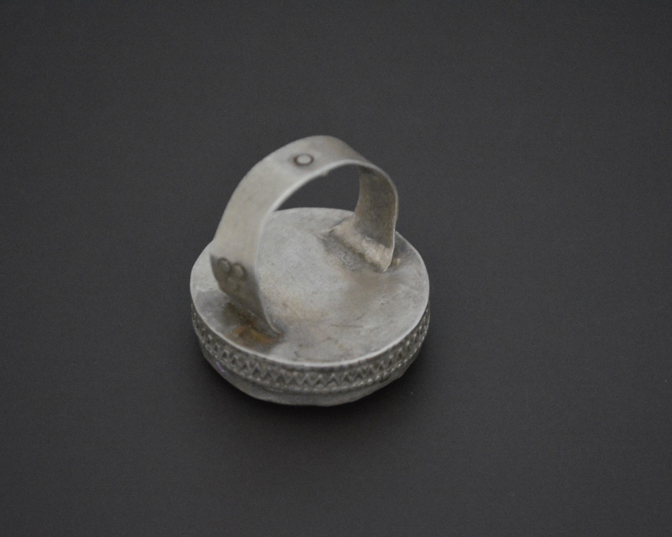 Afghani Silver Ring with Red Glass - Size 8