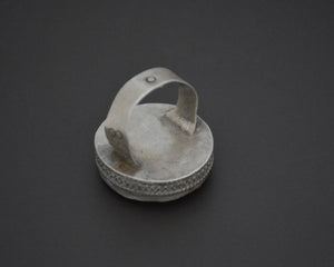 Afghani Silver Ring with Red Glass - Size 8