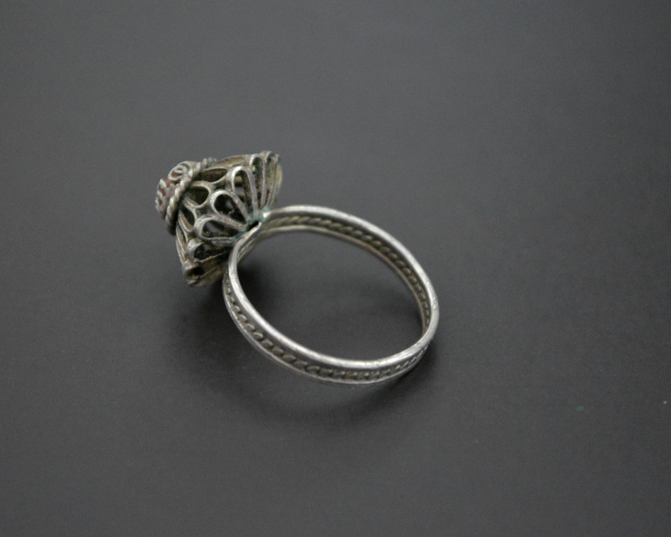 Croatian Coral Silver Ring - Size 6.5