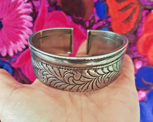 Bold Ethnic Carved Cuff Bracelet