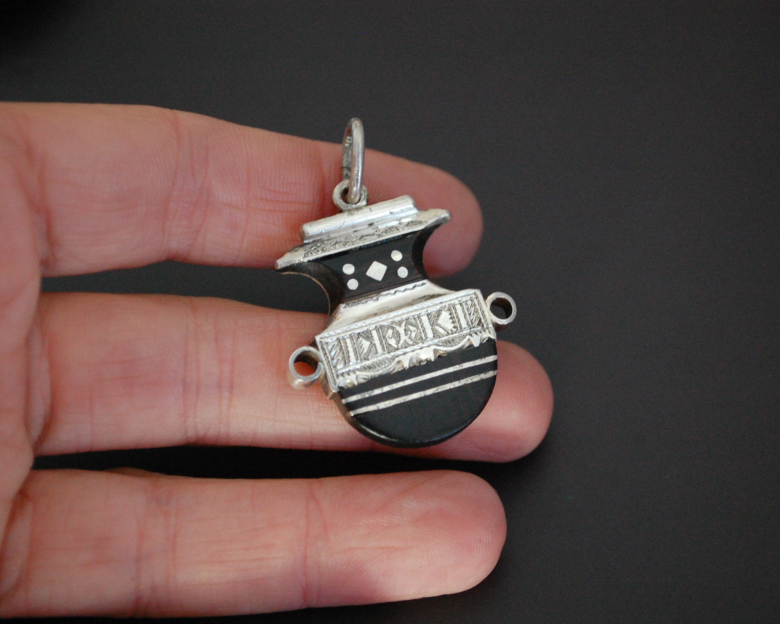 Tuareg Silver Ebony Pendant