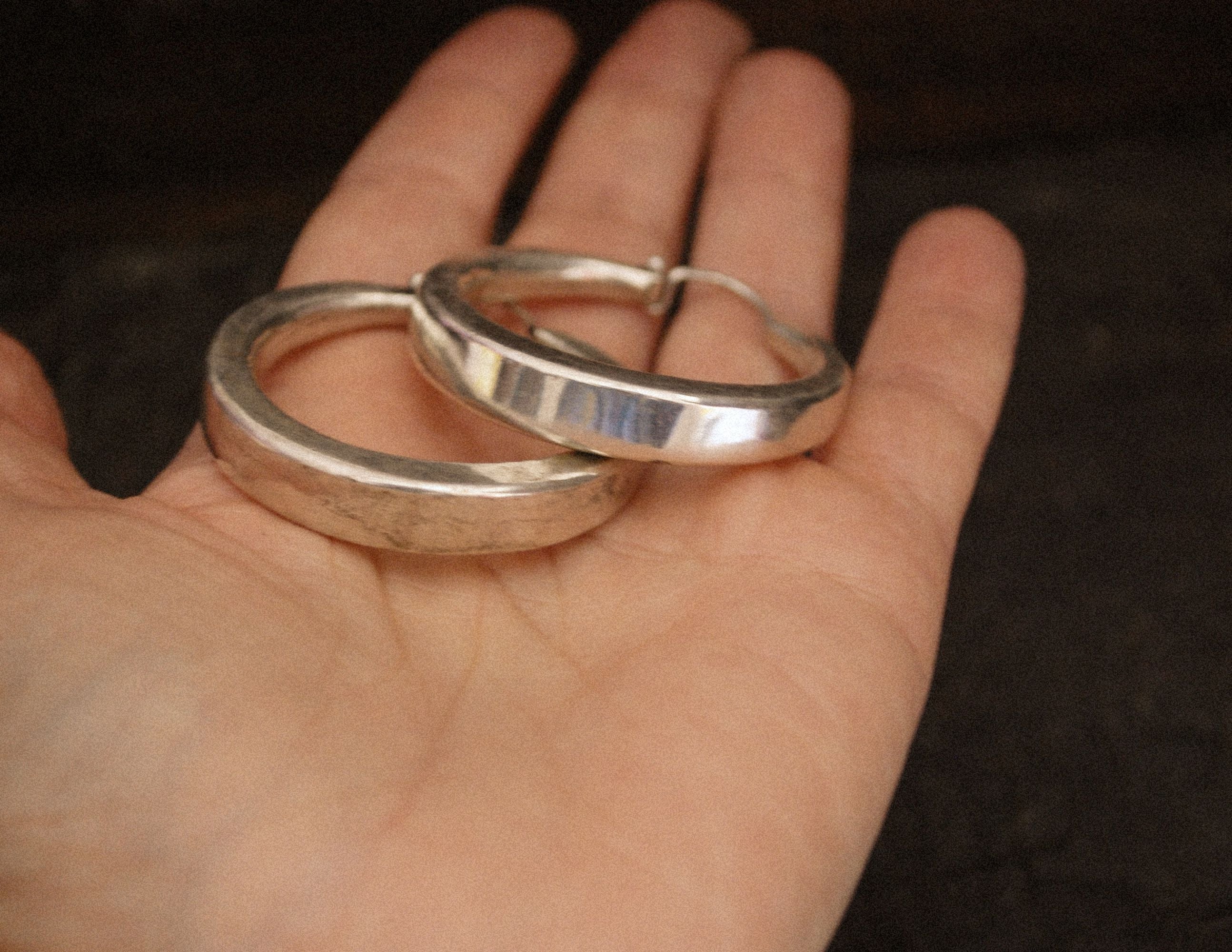 Ethnic Sterling Silver Hoop Earrings - LARGE
