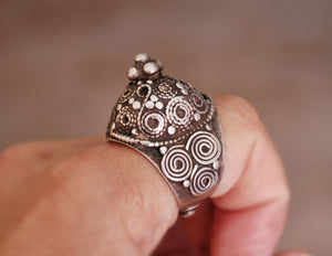 Antique Rajasthani Silver Ring - Size 8.5