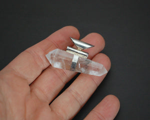 Crystal Quartz Point Pendant on Sterling Silver Setting