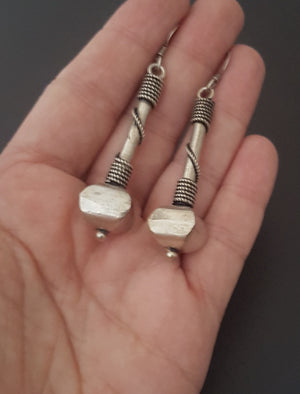 Vintage Indian Silver Dangle Earrings