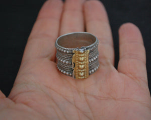 Antique Omani Silver Ring with Gilding - Size 10