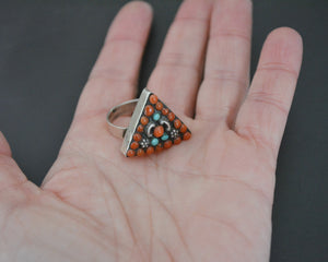 Nepali Turquoise Coral Ring - Size 9