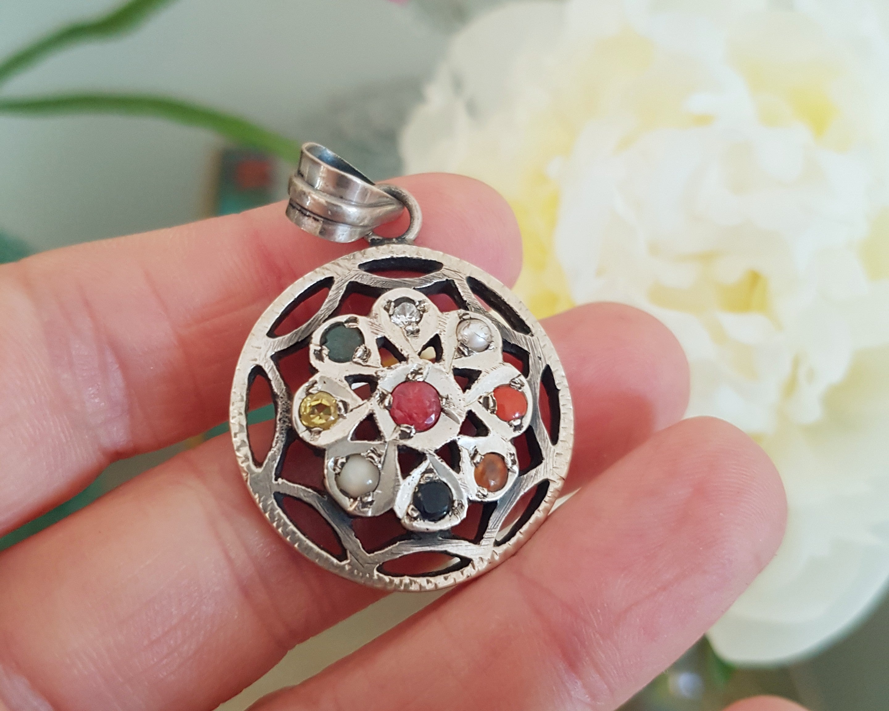 Navaratna Gemstone Pendant from India