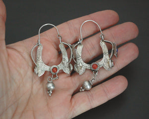 Tibetan Butterfly Lapis Lazuli and Coral Earrings