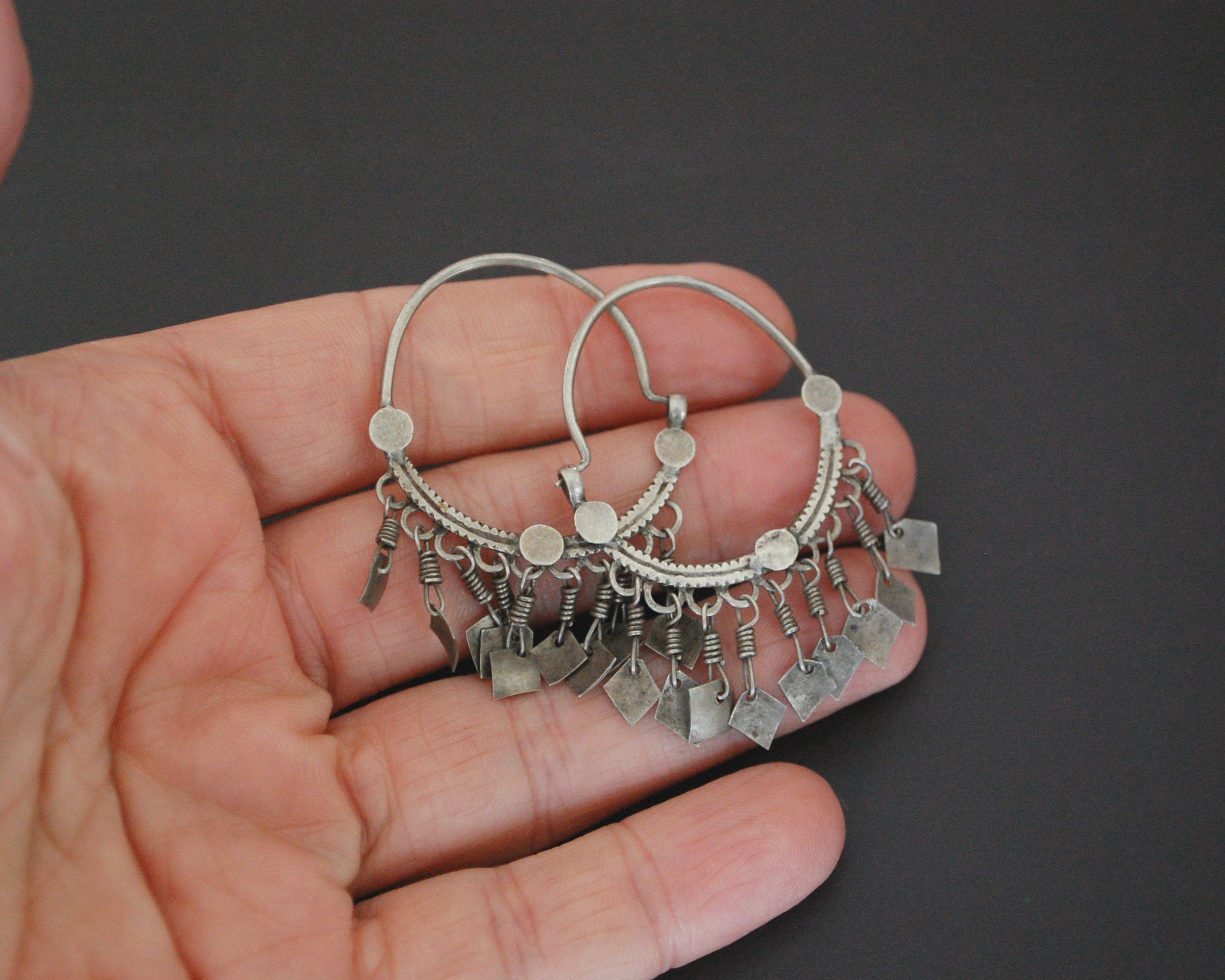 Afghani Hoop Earrings with Tassels - Lightweight