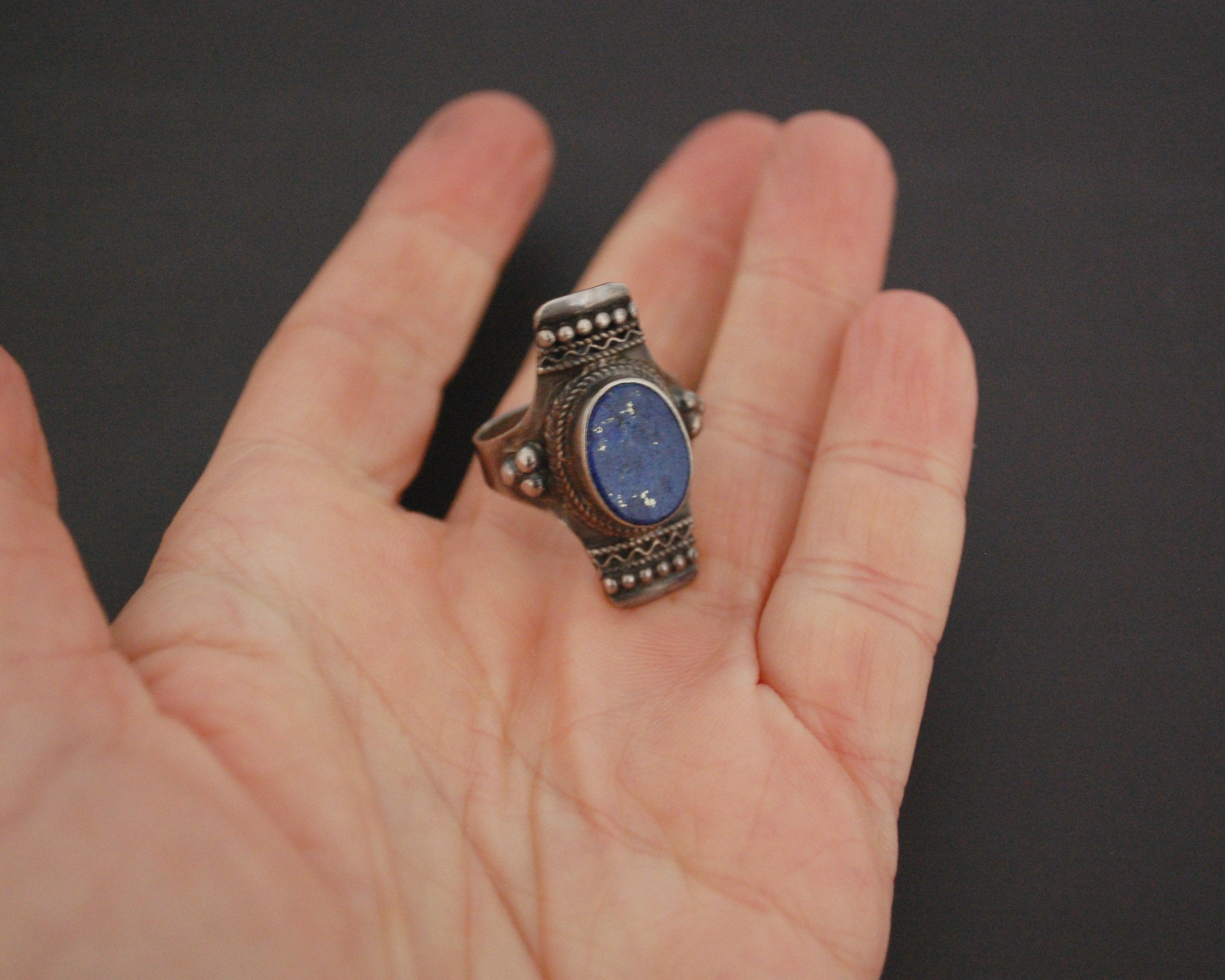 Ethnic Lapis Lazuli Ring from India - Size 8.5