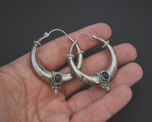 Ethnic Gemstone Hoop Earrings -  MEDIUM / LARGE