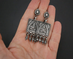 Rajasthani Ganesha Silver Earrings with Dangles