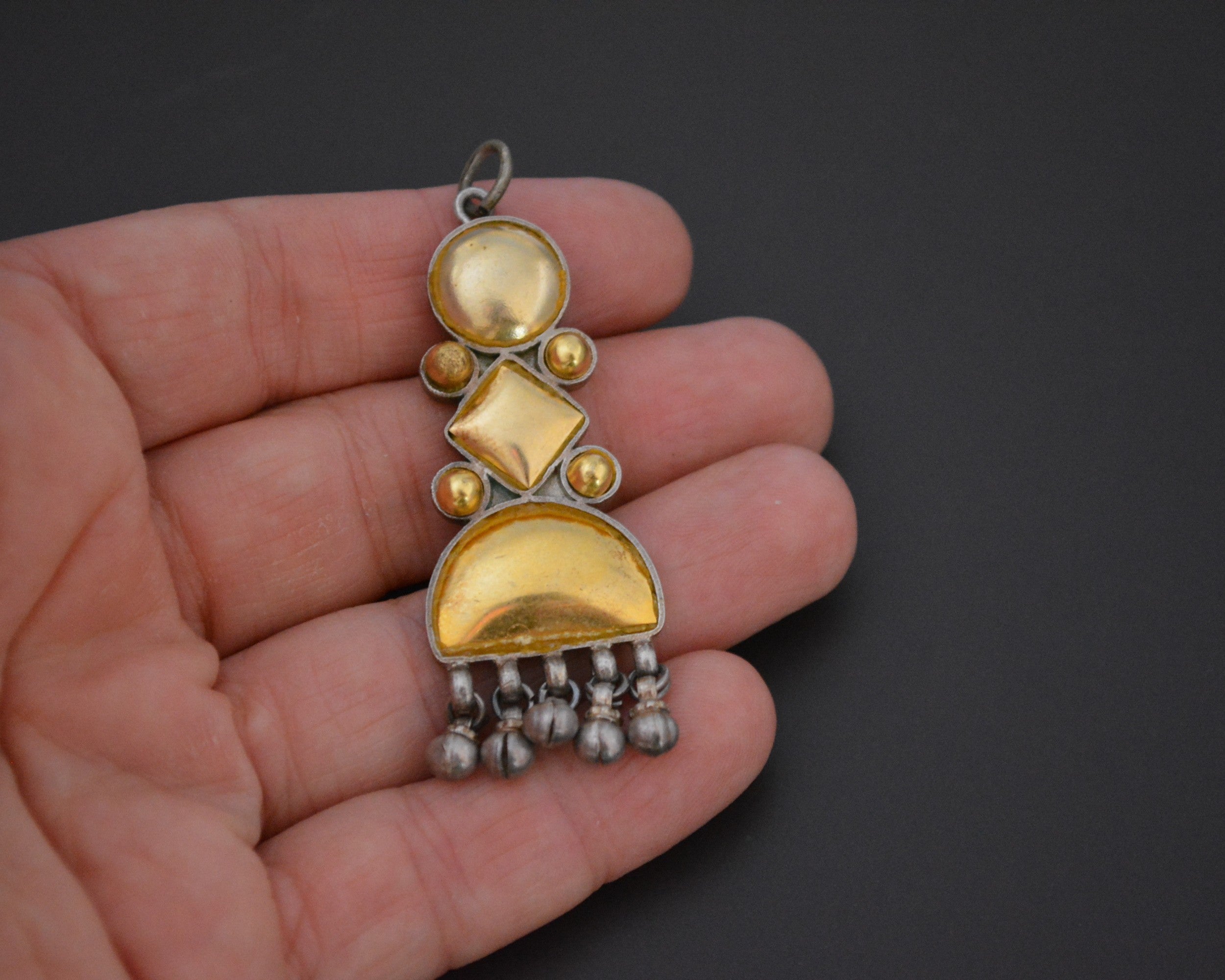 Rajasthani Silver Pendant with Gold Foil