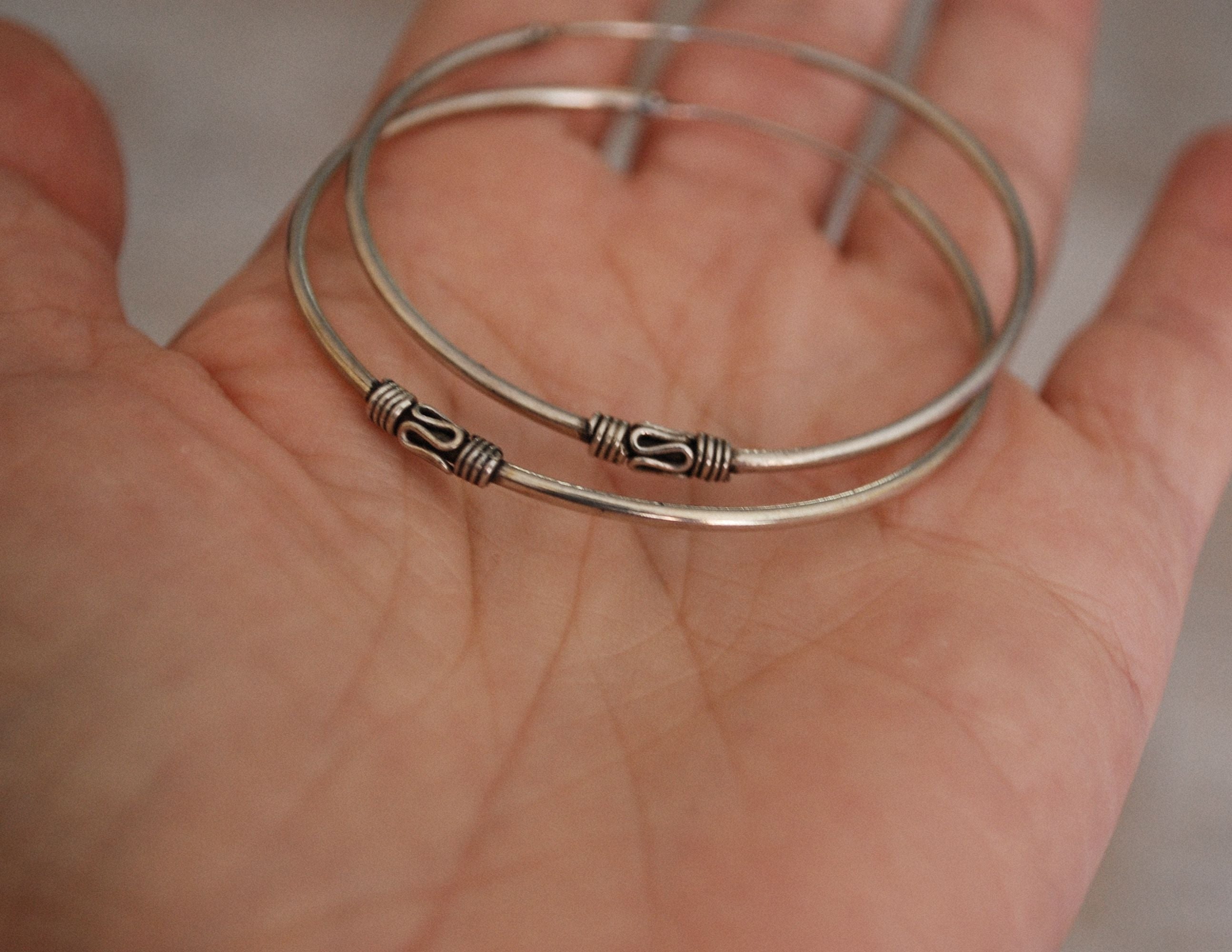 Large Ethnic Bali Hoop Earrings