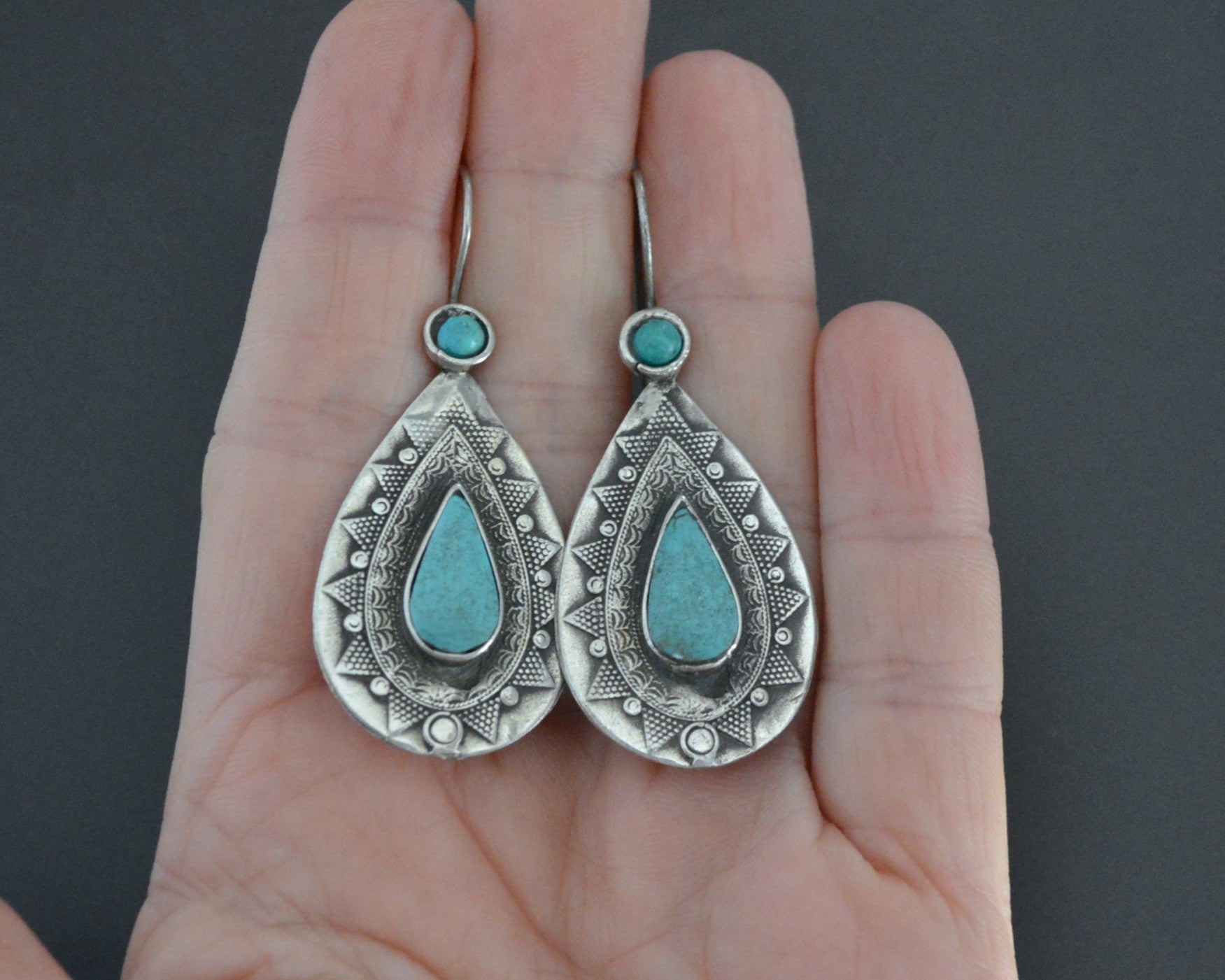 Vintage Kazakh Turquoise Earrings
