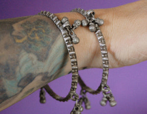 Rajasthani Silver Bracelet with Bells - SMALL