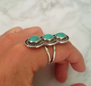 Ethnic Turquoise Ring from Bali - Size 7.75