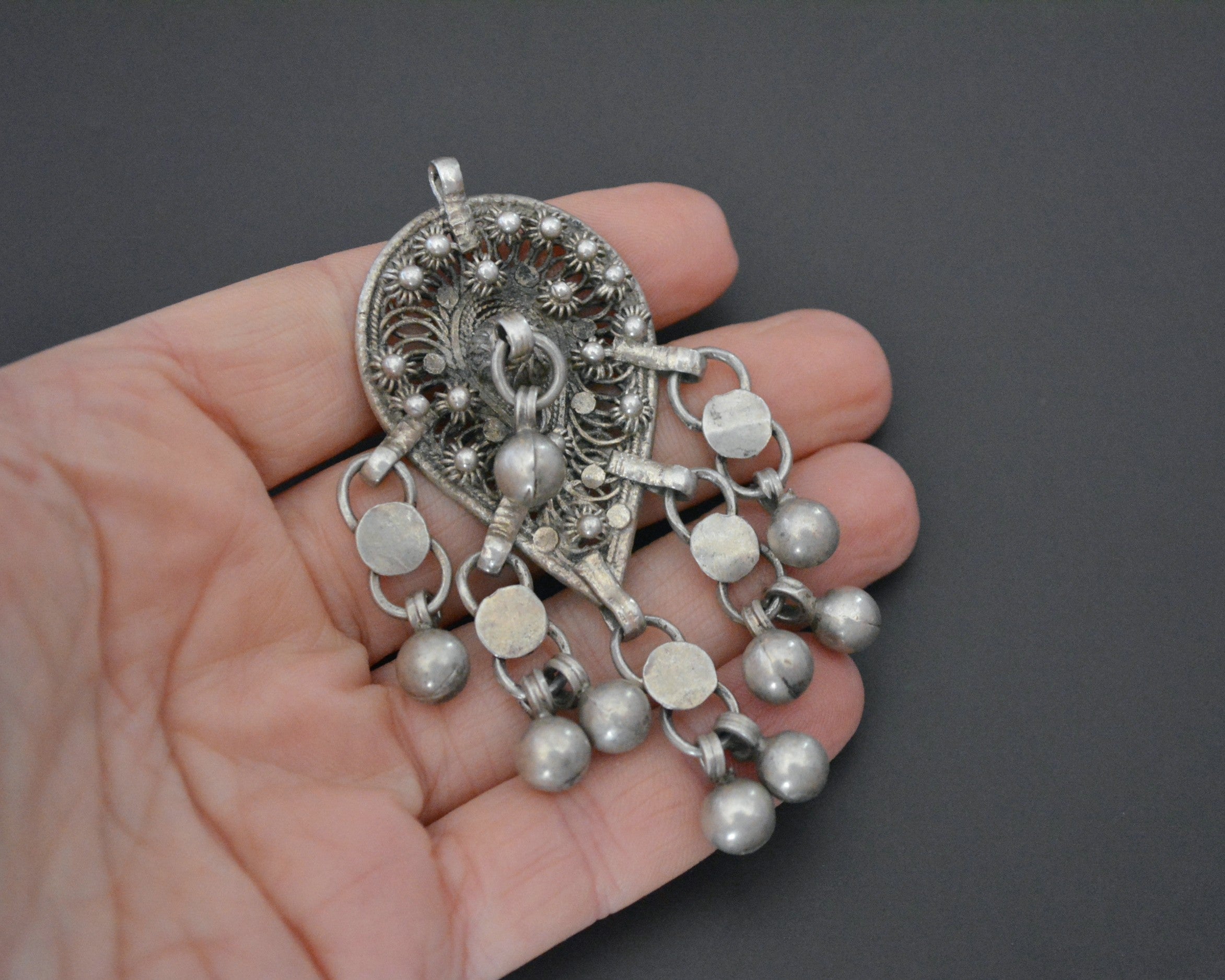 Antique Yemeni Filigree Pendant with Bells