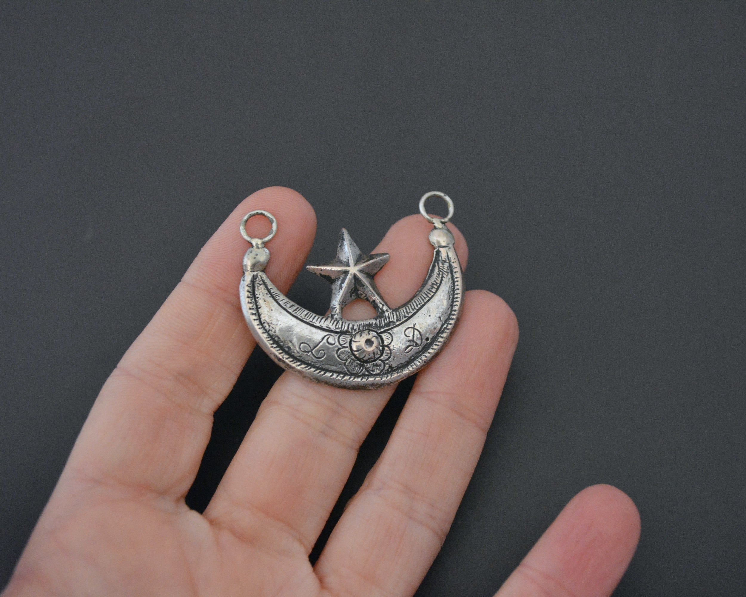 Kurdish Crescent Moon and Star Pendant