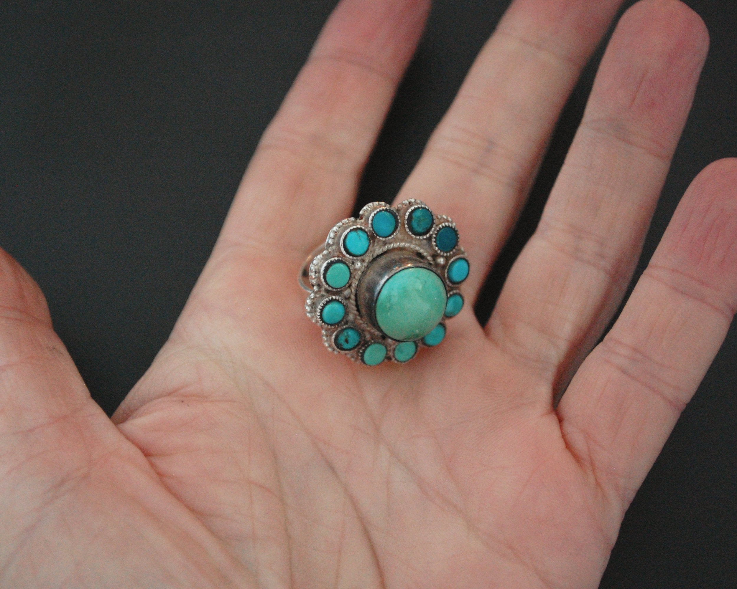 Ethnic Turquoise Ring from India - Size 7.75