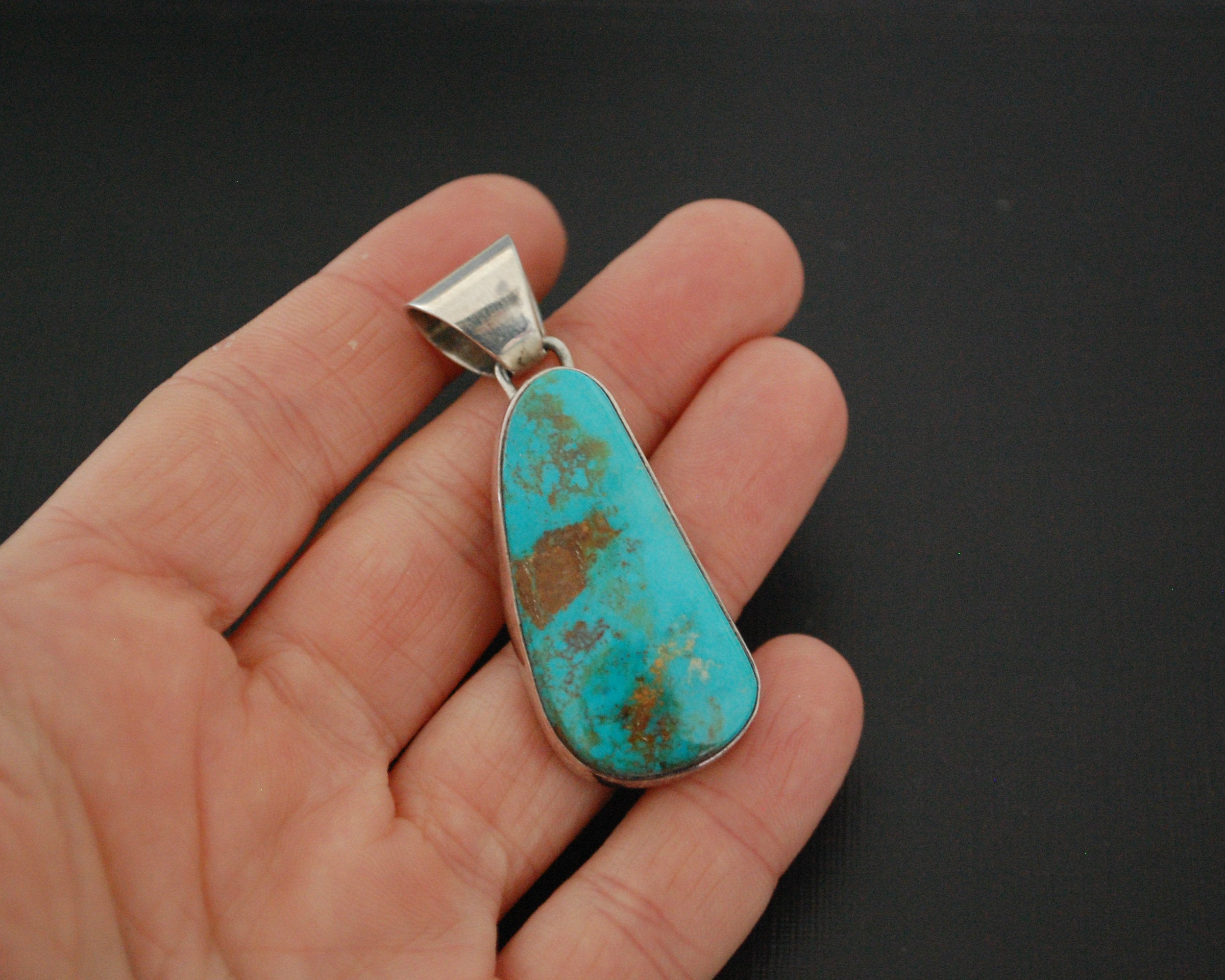 Navajo Turquoise Pendant - Signed P Sanchez