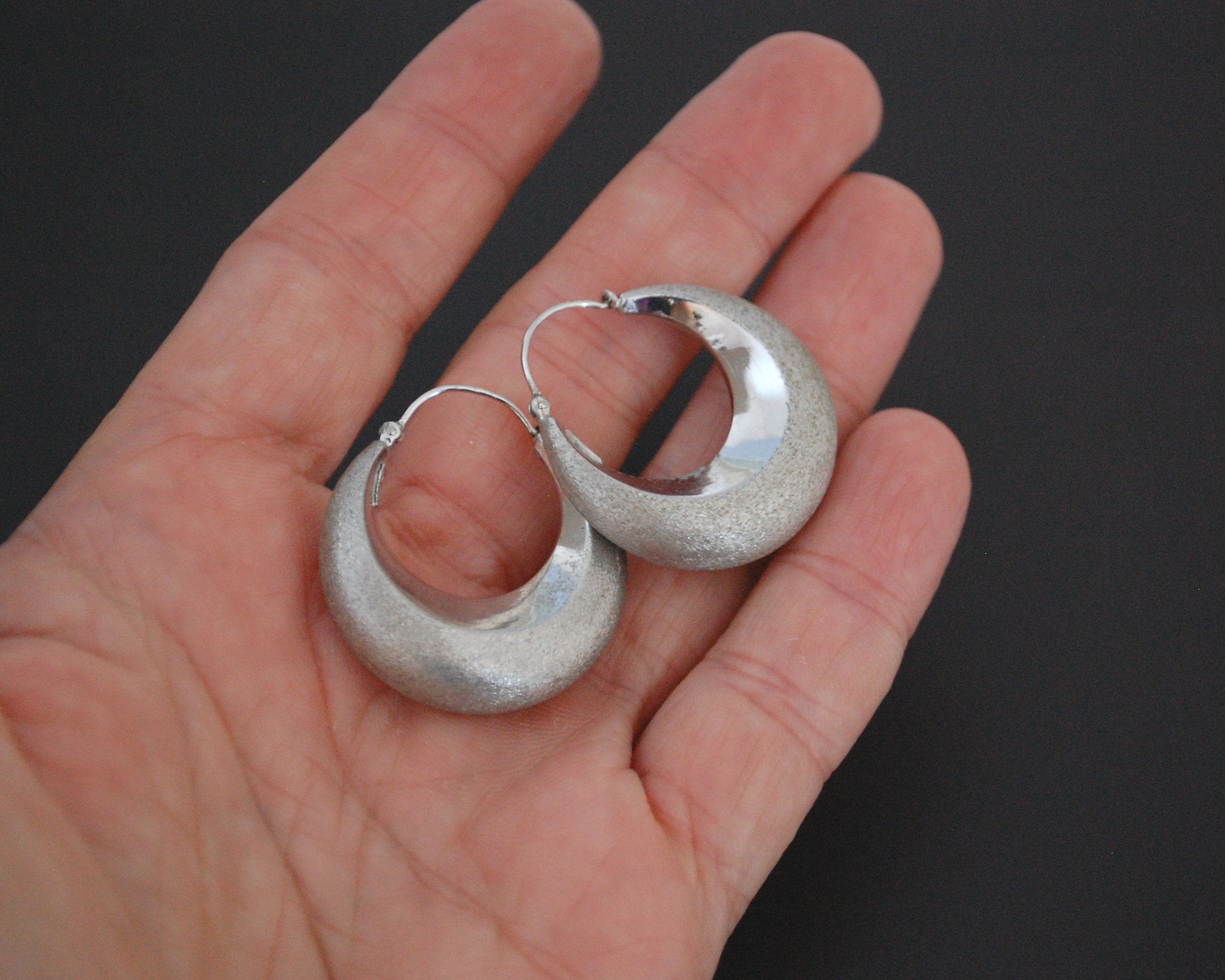 Ethnic Hoop Earrings - MEDIUM - Polished and Matte