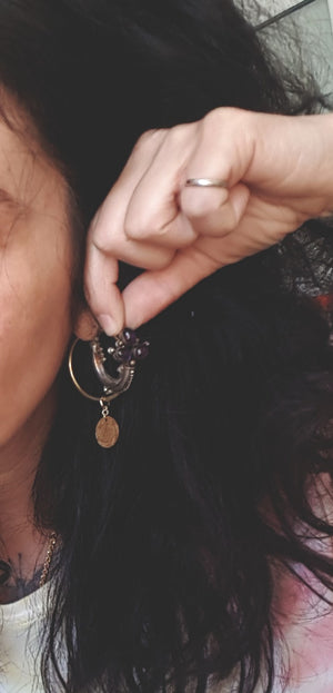 Ethnic Amethyst Hoop Earrings from India