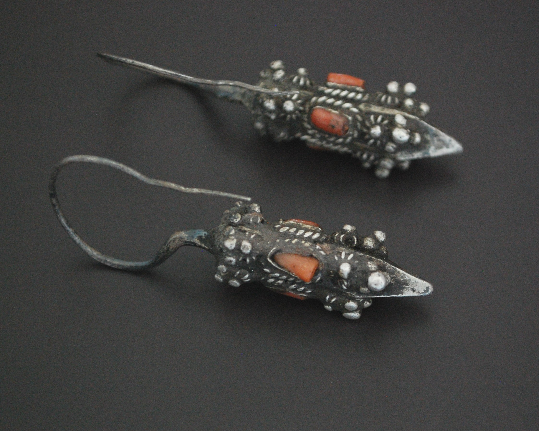 Antique Kirghiz Coral Earrings