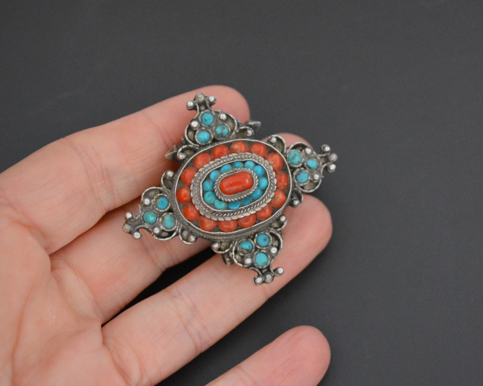 Tibetan Turquoise Coral Pendant
