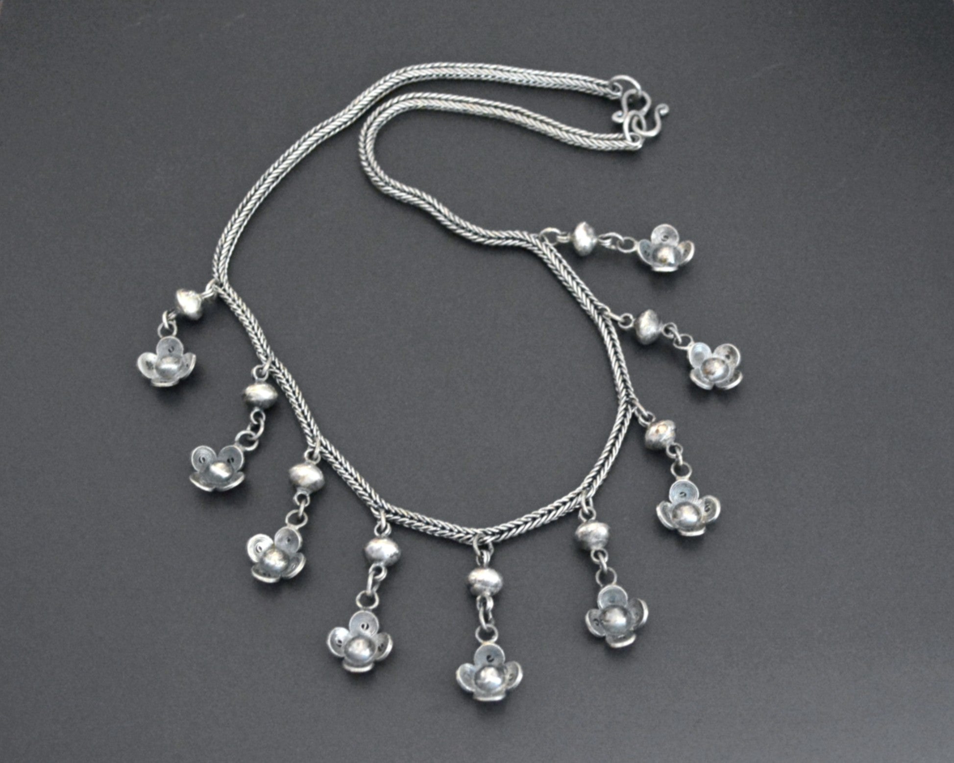 Bali Braided Snake Chain Necklace with Dangles