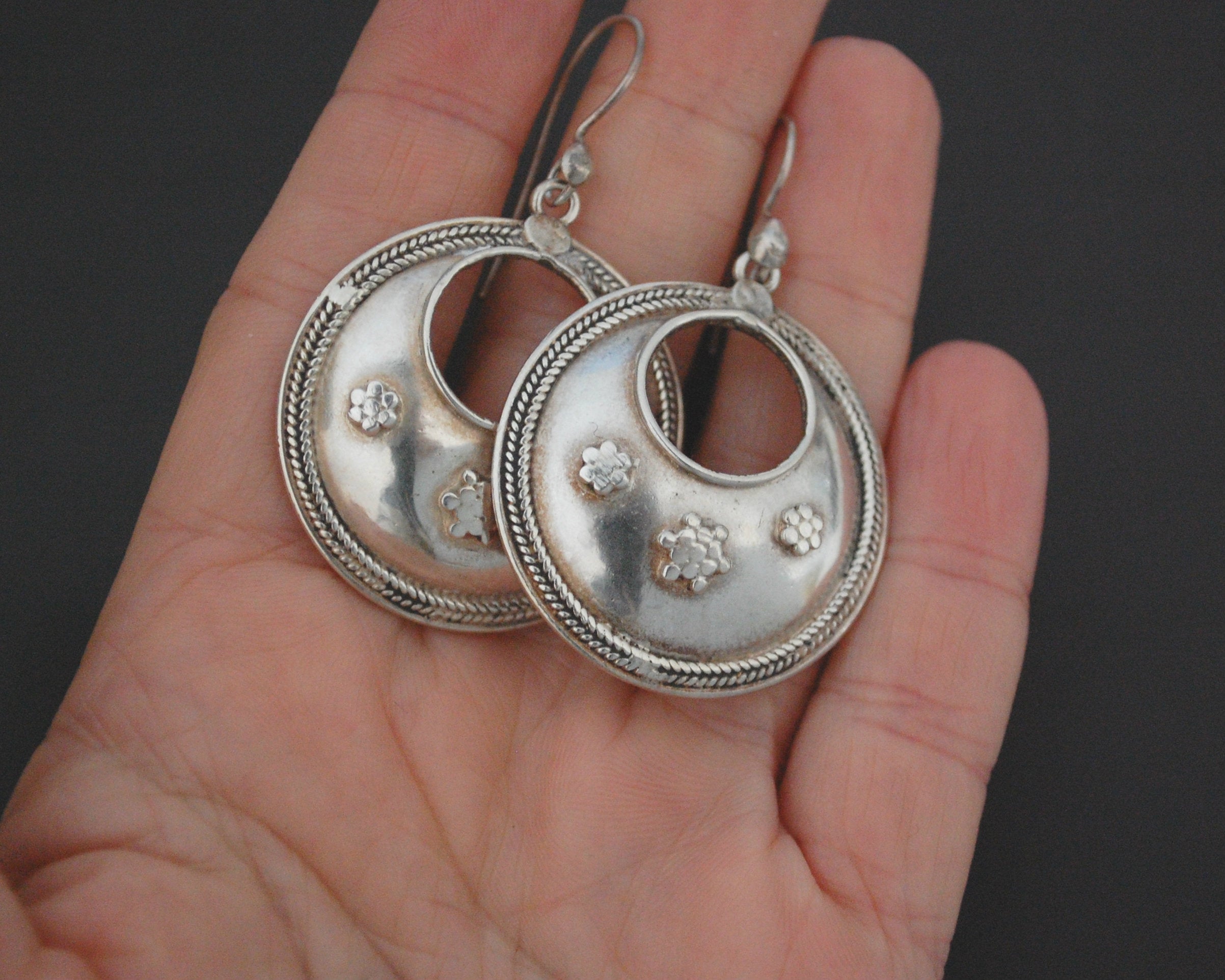 Ethnic Indian Silver Dangle Earrings