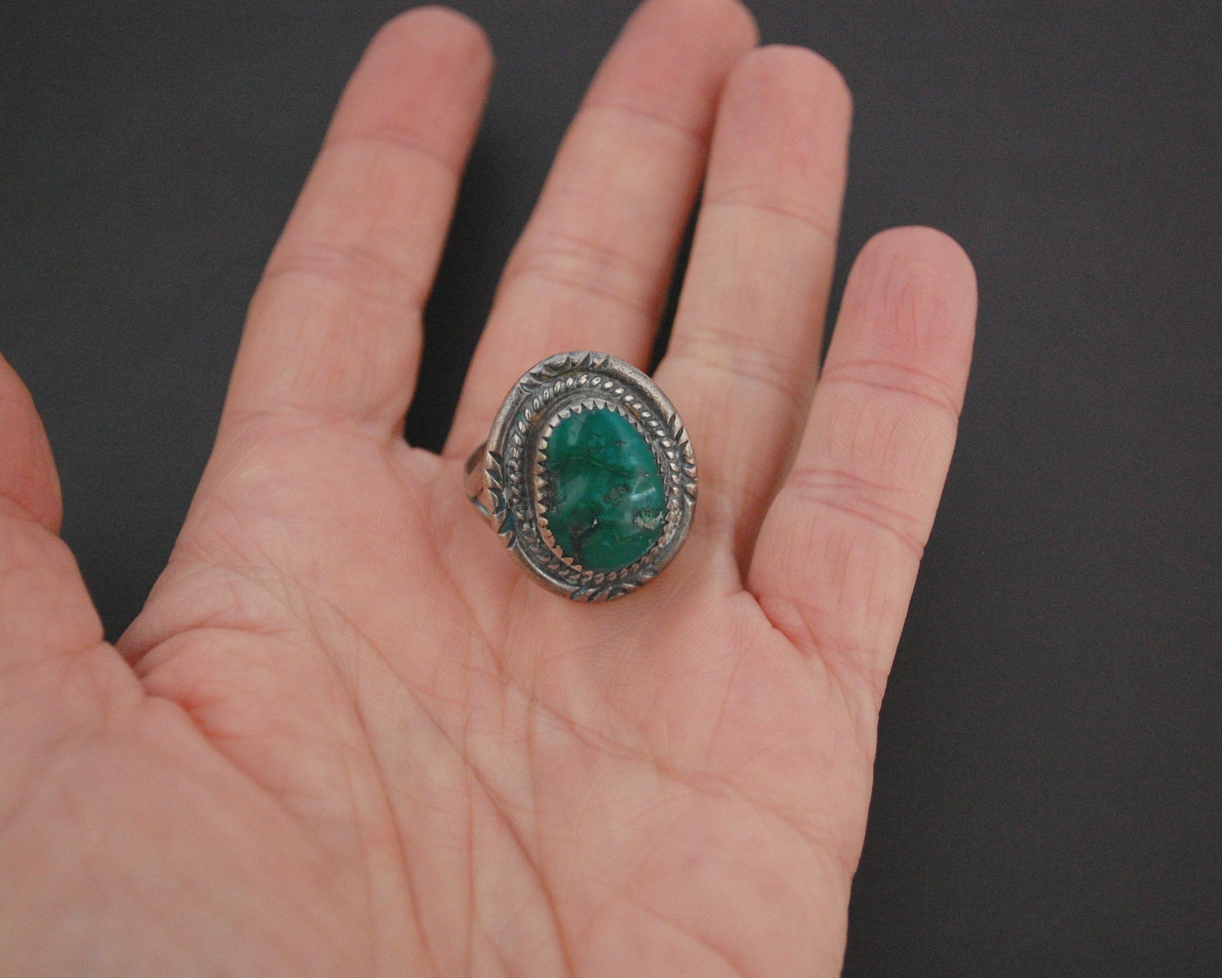 Native American Navajo Turquoise Ring - Size 8.5 - Signed M