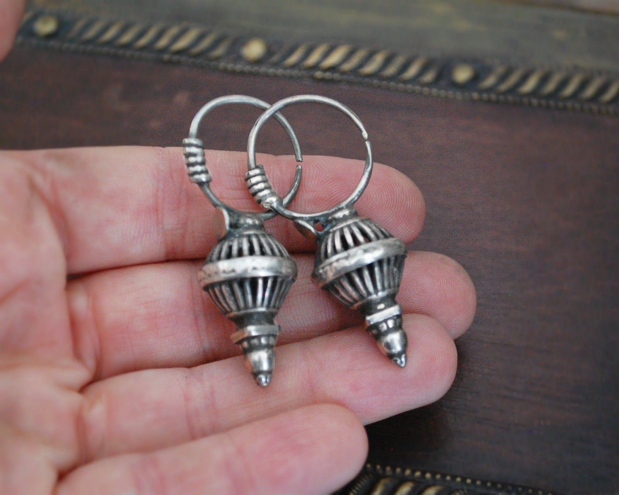 Old Original Tribal Silver Earrings from Gujarat