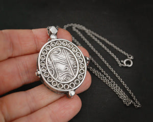 Arabic Script Locket Pendant on Silver Chain