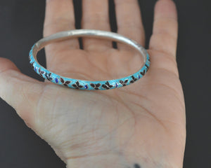 Indian Blue Enamel Bangle Bracelet - SMALL