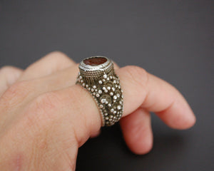 Antique Yemeni Bedouin Ring with Arabic Inscriptions - Size 7.5