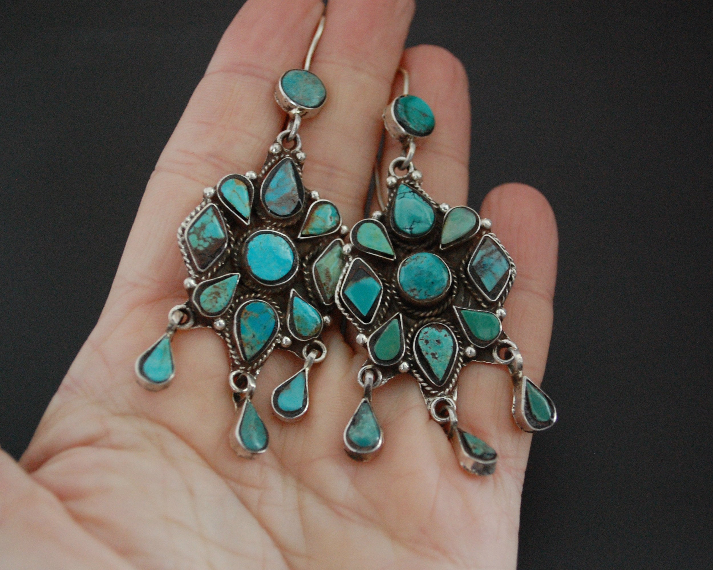 Wonderful Turquoise Earrings from India with Dangles