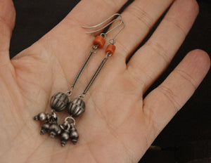 Afghani Silver Coral Earrings