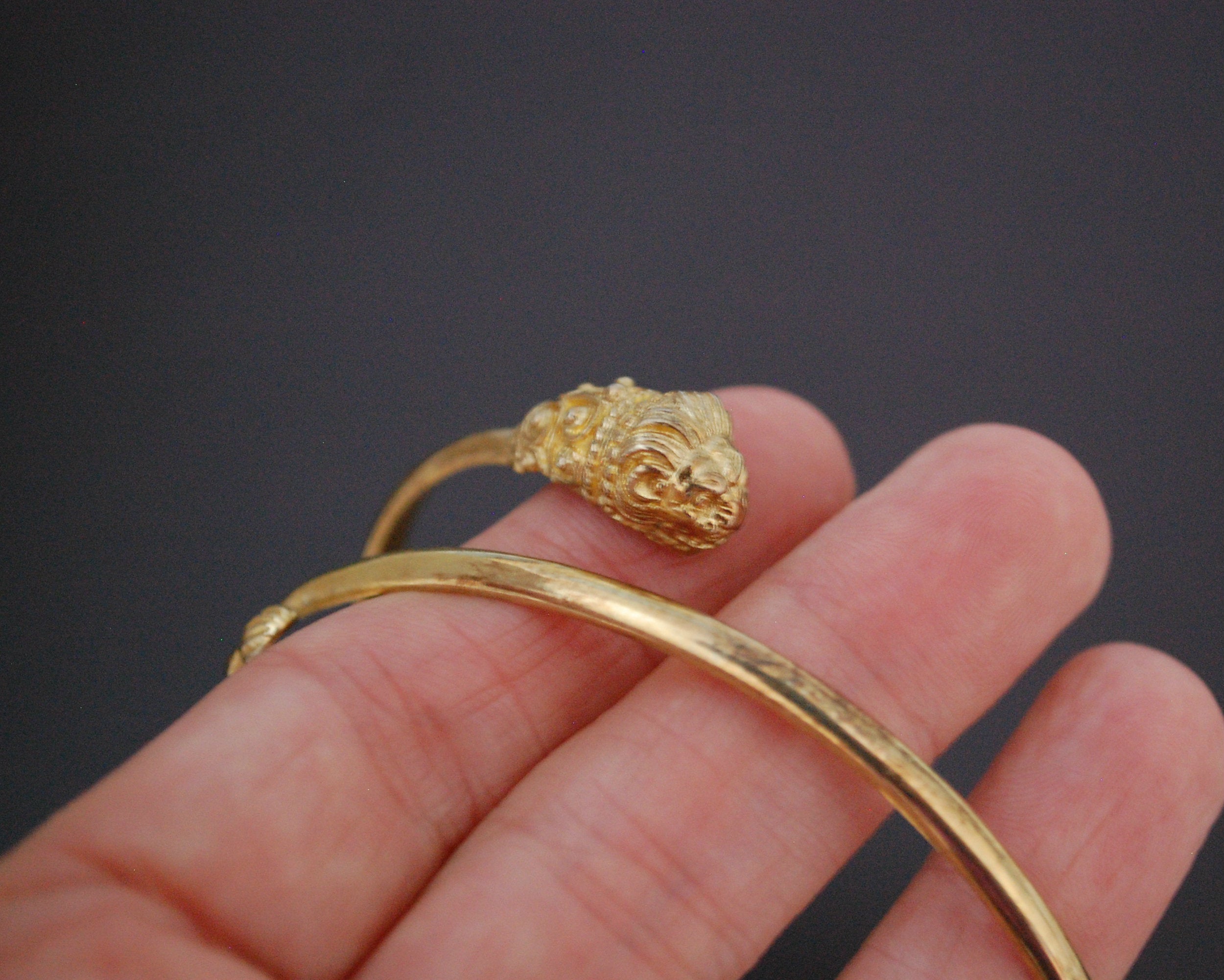 Vintage Gilded Lion Head Bracelet or Upper Arm Bracelet