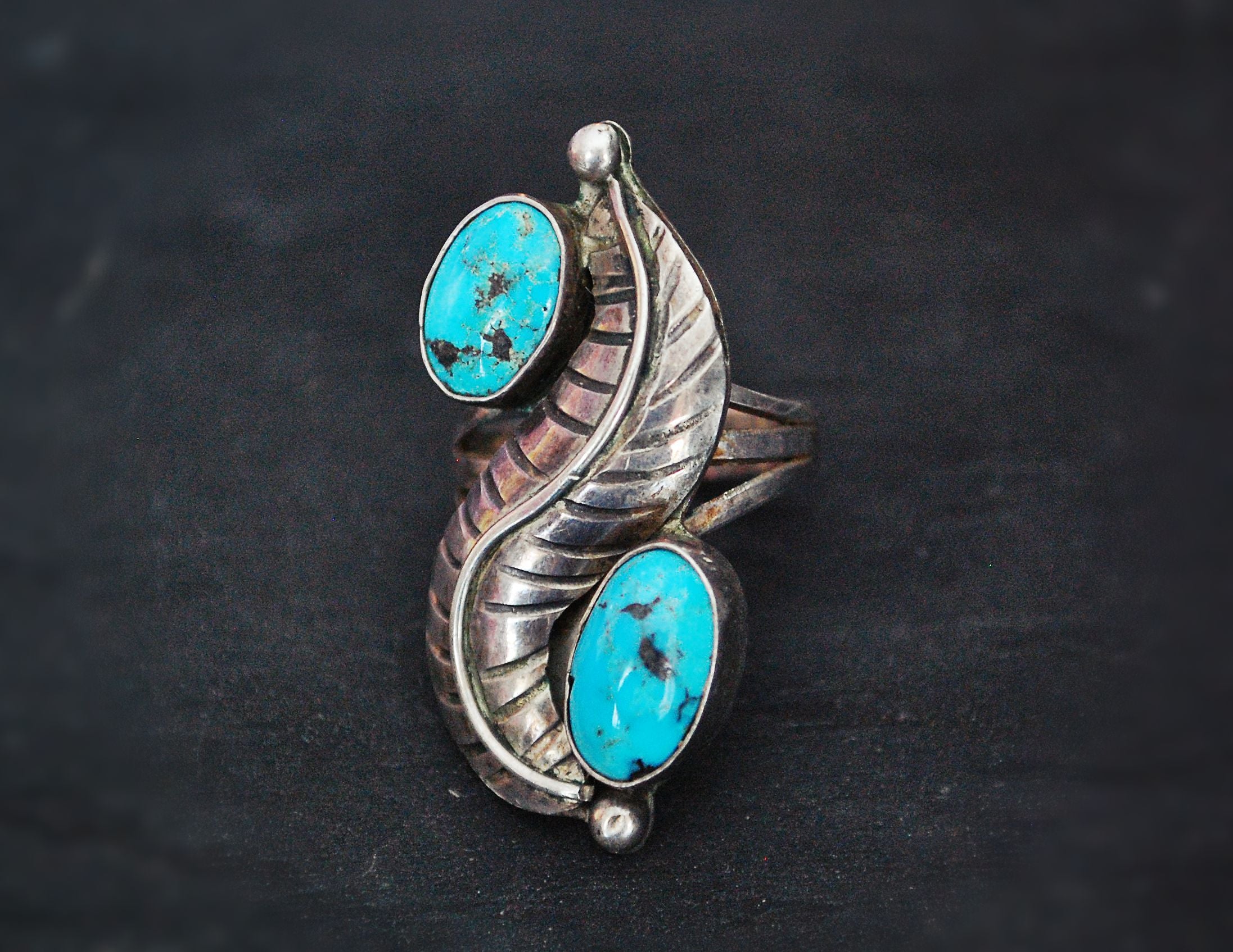 Navajo Turquoise Feather Ring - Size 7