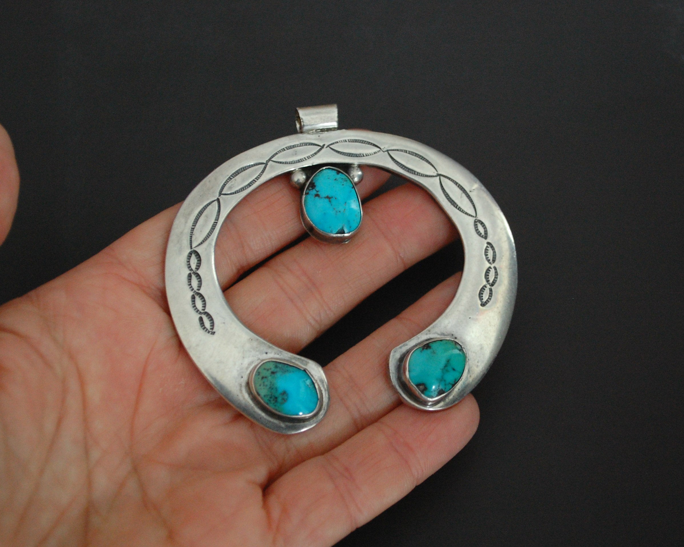 Large Navajo Naja Turquoise Pendant