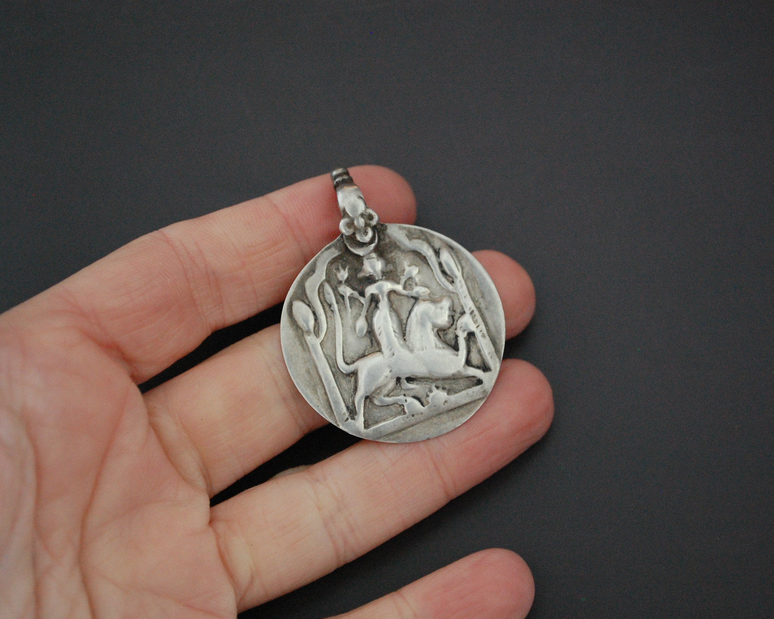 Old Indian Silver Hindu Deity Amulet