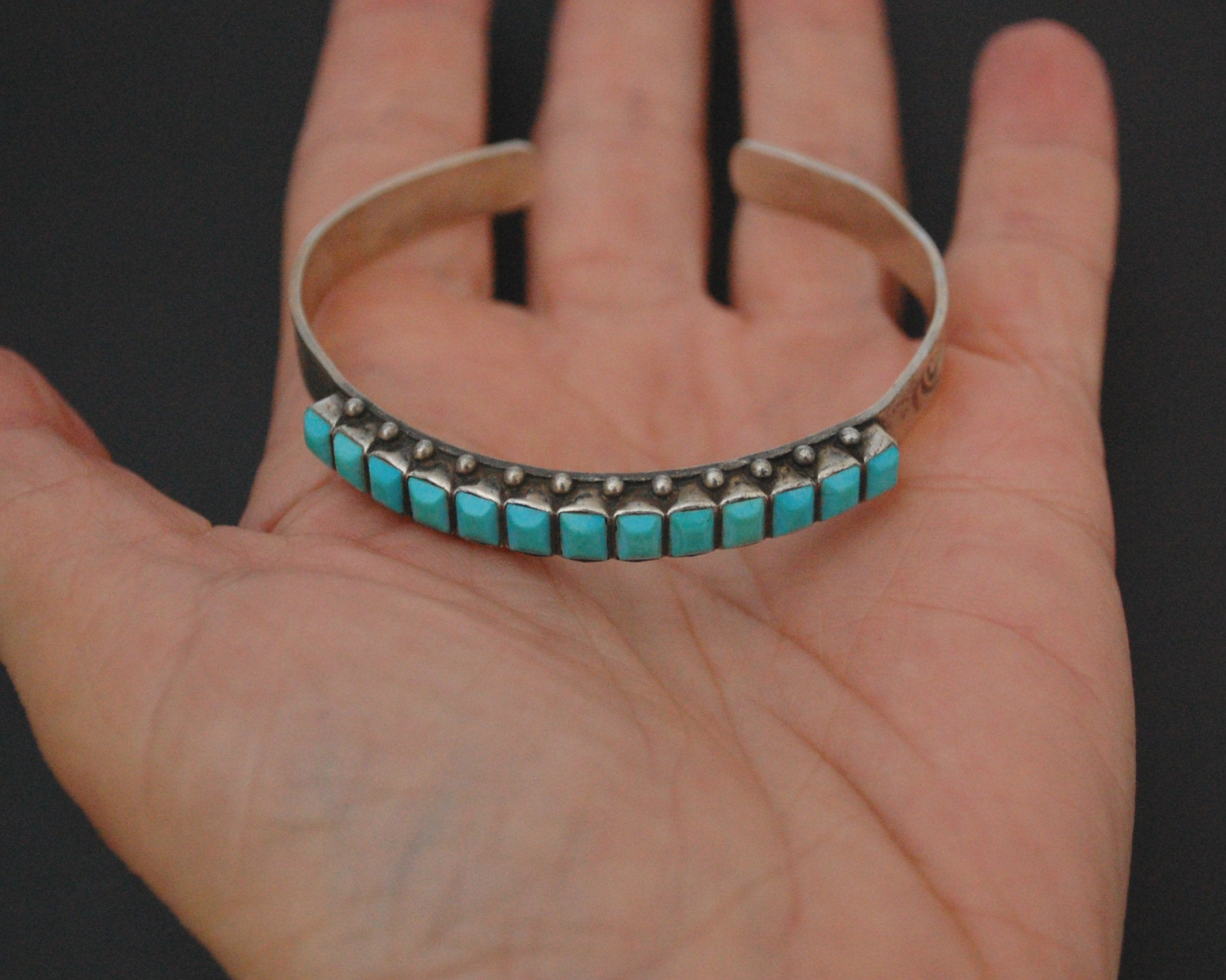 Signed Zuni Turquoise Cuff Bracelet - XSMALL - Signed Ernest and Vivnita Bewanika